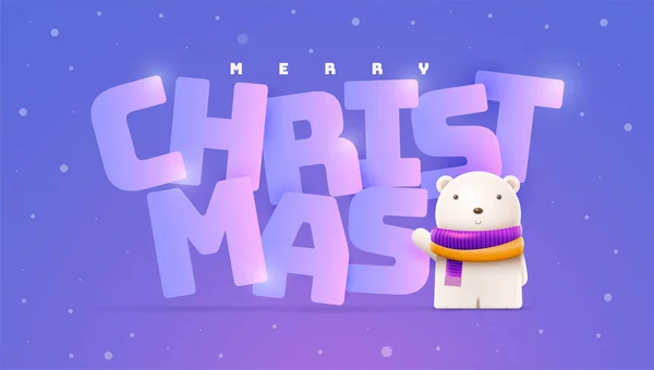 Μικρή χαριτωμένη αρκούδα και τα Χριστούγεννα, Πρωτοχρονιά χαιρετισμό. — Διανυσματικό Αρχείο