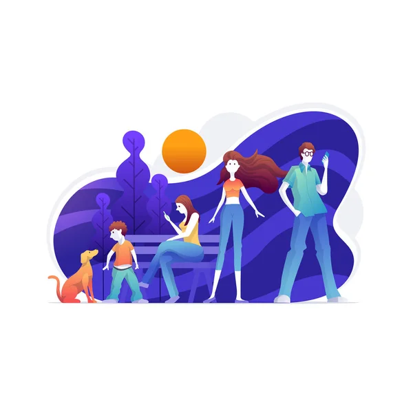 Casual people in the park. — Stock Vector