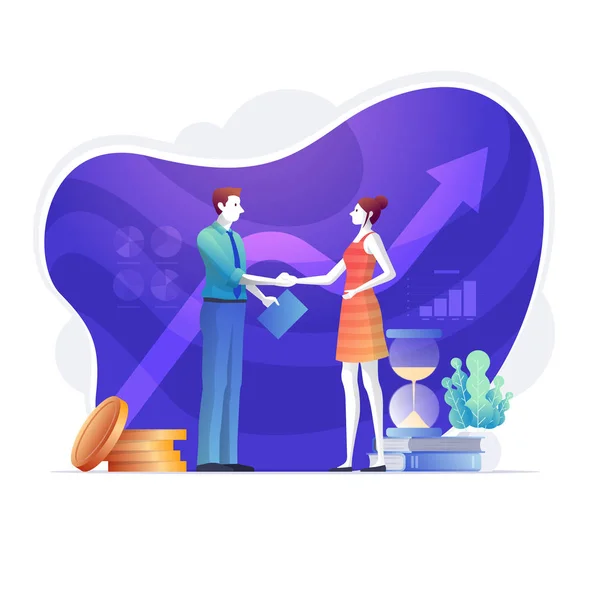When the meeting is over, business people shake hands. — Stock Vector