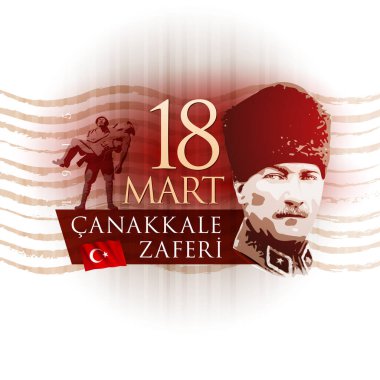 Republic of Turkey National Celebration Card Design. 18th March Martyrs Remembrance Day, Canakkale. Anniversary of Canakkale Victory. clipart