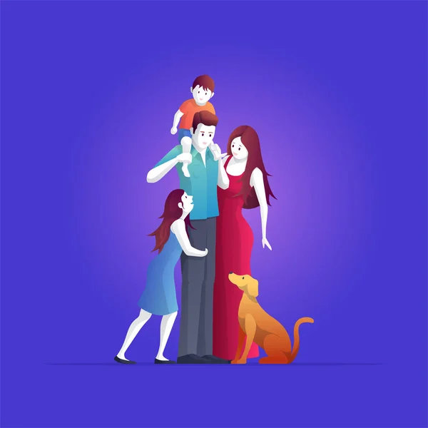 Une Famille Heureuse Qui Aime Tient Debout Jeune Famille Avec — Image vectorielle