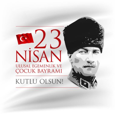 23 Nisan bayrami, 23 Nisan Türkiye Ulusal Egemenlik ve Çocuk Günü 'nün vektör illüstrasyonu, Türk bayramı için tasarım şablonu.