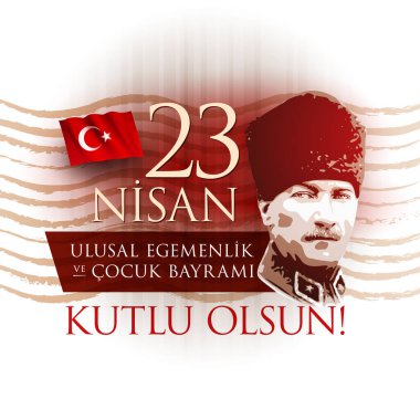 23 Nisan bayrami, 23 Nisan Türkiye Ulusal Egemenlik ve Çocuk Günü 'nün vektör illüstrasyonu, Türk bayramı için tasarım şablonu.