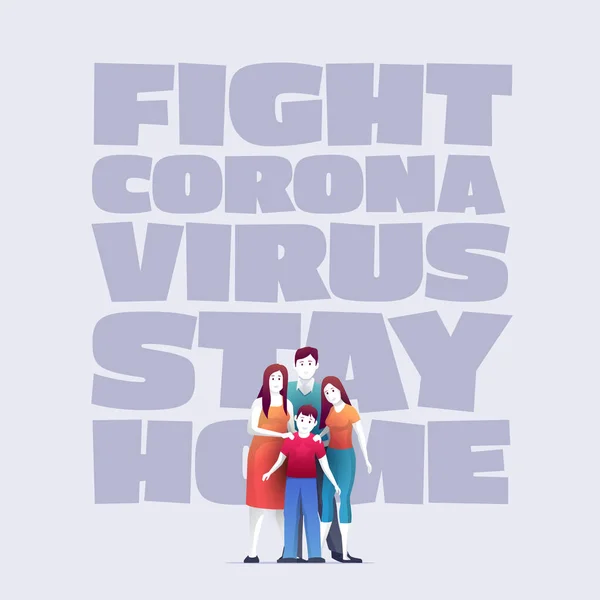World Health Organization Who Family Fighting Corona Virus Staying Home — Stock Vector