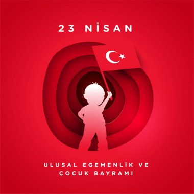 23 Nisan bayrami, 23 Nisan Türkiye Ulusal Egemenlik ve Çocuk Günü 'nün vektör illüstrasyonu, Türk bayramı için tasarım şablonu.
