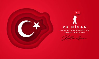 23 Nisan bayrami, 23 Nisan Türkiye Ulusal Egemenlik ve Çocuk Günü 'nün vektör illüstrasyonu, Türk bayramı için tasarım şablonu.