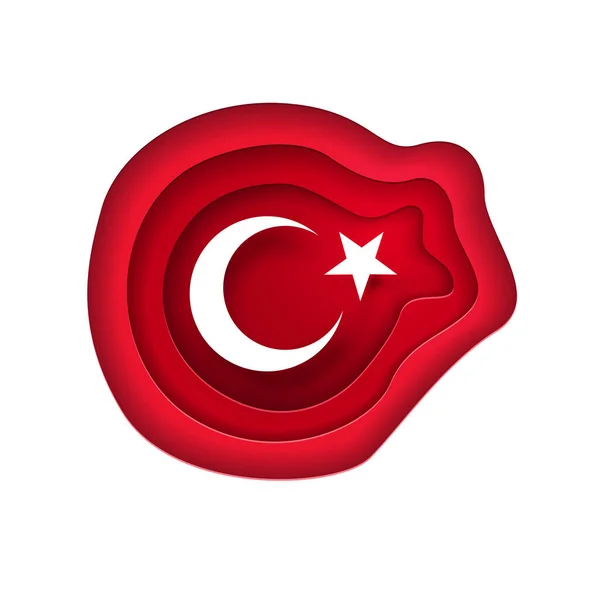 Wektorowa Ilustracja Tureckiej Flagi Flaga Turcji Cięcie Papieru Styl Wektor — Wektor stockowy