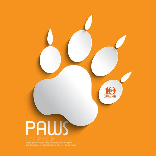 Narancssárga Sablon Kutyák Mancs Bemutatóhoz — Stock Vector