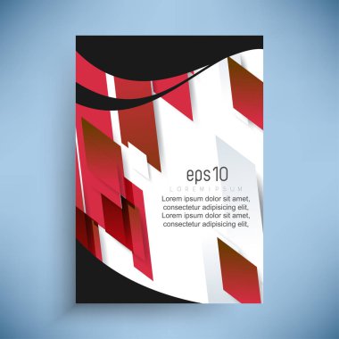 Dalga öğeleri iş kurumsal tasarım ile kırmızı geometrik şekiller üst üste