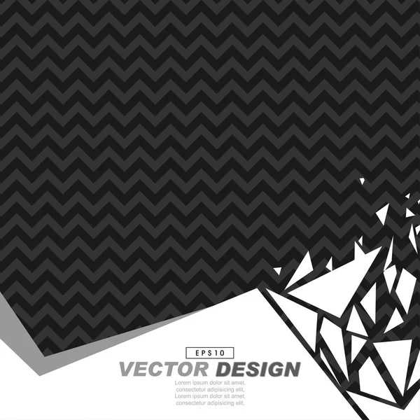 Fondo Patrón Zigzag Negro Gris Blanco Pie Página Roto Efecto — Vector de stock