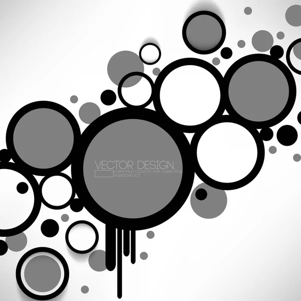 重叠的几何圆和圆环黑色和灰色 — 图库矢量图片