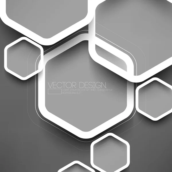 Geometric Hexagon Overlapping Gray Background — Stock Vector