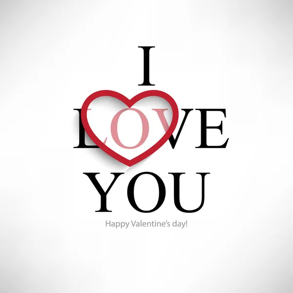 Typography Love You Valentine Day Message — Stock Vector