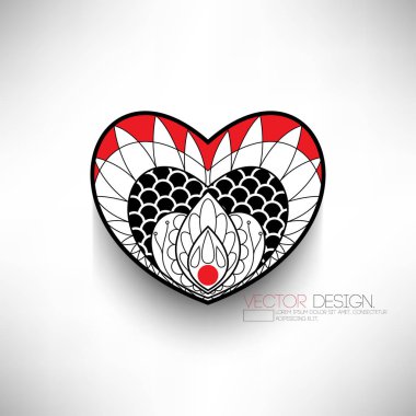 izole kalp mandala arka plan illüstrasyon