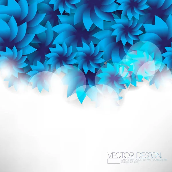 Blue Overlapping Flower Blossoms Background — Stock Vector