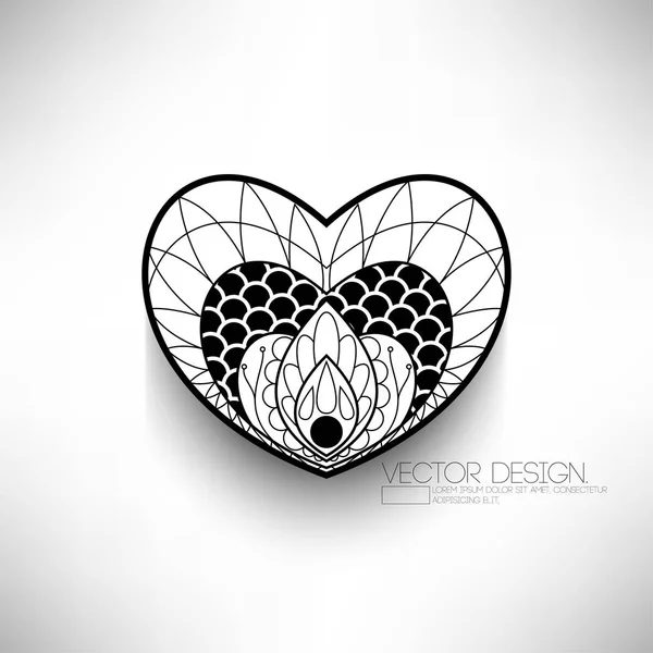 Coeur Isolé Mandala Illustration Fond — Image vectorielle