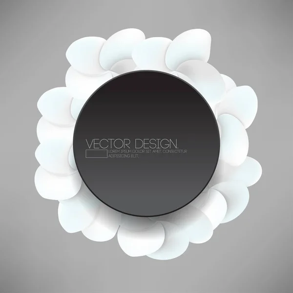 siyah yuvarlak boş çerçeve üzerine beyaz güzel çiçekler etrafında
