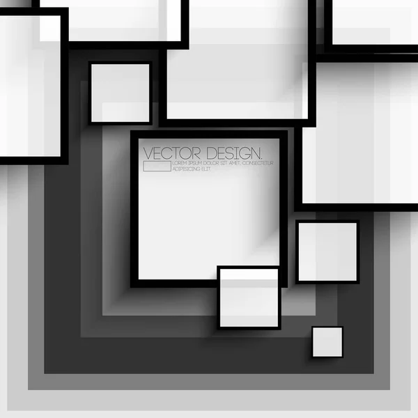 Overlapping Squares Flat Black White Design — Stock Vector