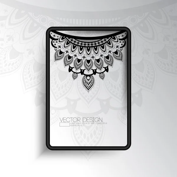 Mandala tasarım içinde bir dikdörtgen siyah çerçeve dekoratif etnik arka plan tasarımı