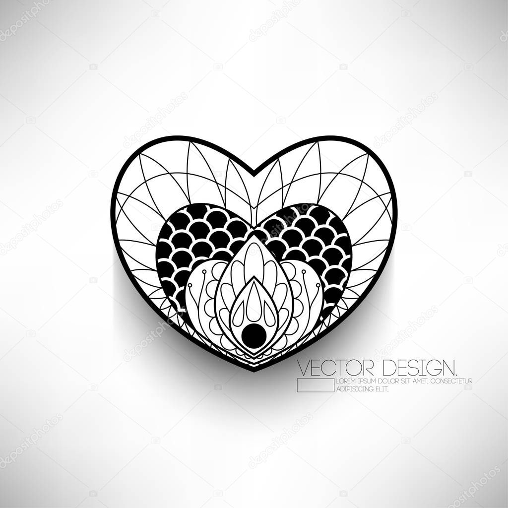 isolated heart mandala background illustration