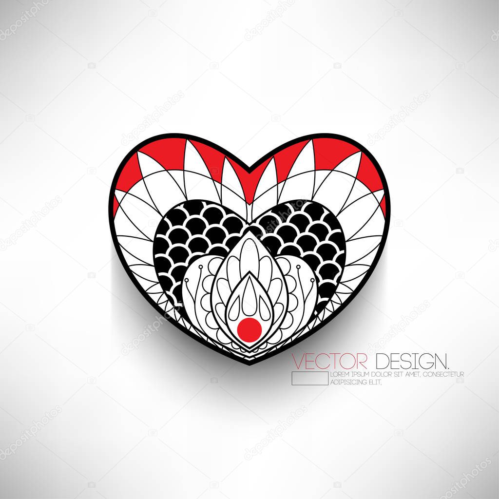 isolated heart mandala background illustration