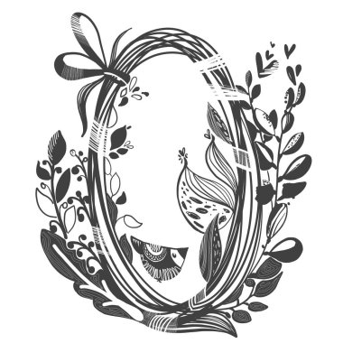 spring branch with leaves tied with a bow