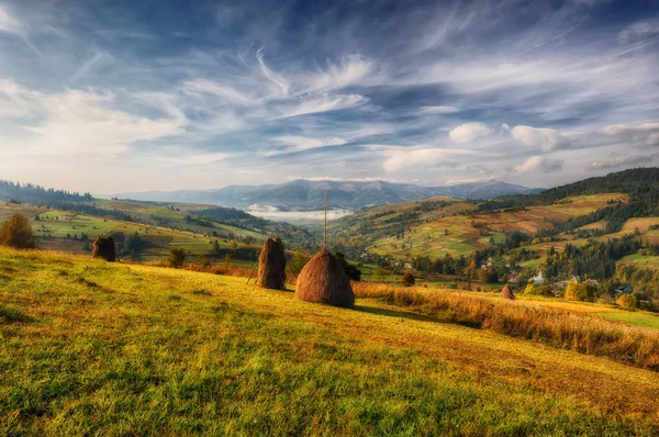 Mistige ochtend van de herfst — Stockfoto