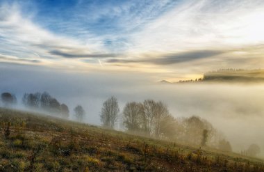 sisli sabah. Karpat Dağları'nda güzel bir sonbahar şafak