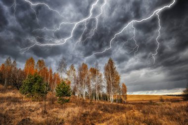 Thunder Sky. gökyüzünde yıldırım. Kara bulutlar
