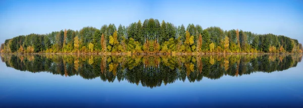 Nachdenken Malerische Reflexion Der Bäume Fluss Ein Ruhiger Morgen — Stockfoto