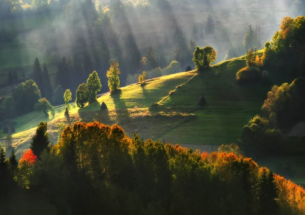 Herbstabend Schöner Sonnenuntergang Den Karpaten — Stockfoto