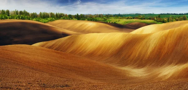 Heuvelachtig Gebied Schilderachtige Heuvels Van Het Voorjaar Veld — Stockfoto