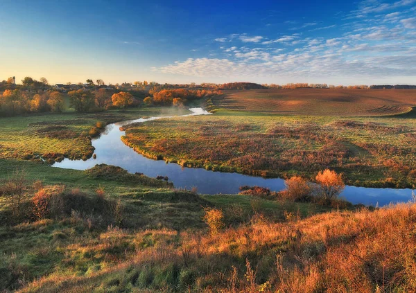 Autumn River Picturesque Autumn Morning Colorful Dawn — Stock Photo, Image