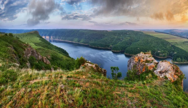 stock image Dnister River Canyon. picturesque dawn