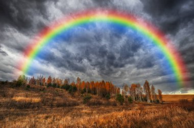 Gökkuşağı sahada. resim alanı