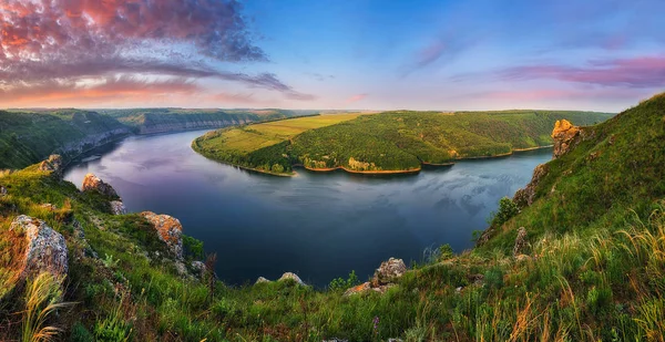 Picturesque Sunrise River Canyon Spring Morning — Stock Photo, Image