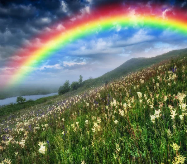 Rainbow River Picturesque Spring Meadow Storm — Stock Photo, Image