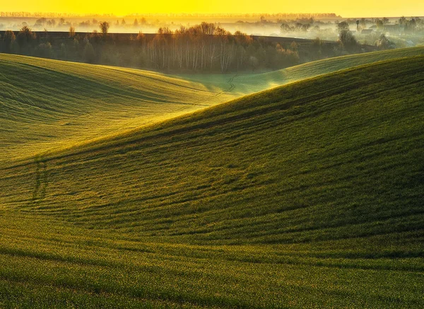 Hilly Field Paysage Rural Abstrait Printemps Thème Fonds Écran — Photo