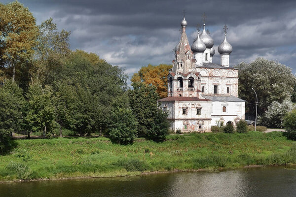 Ancient church on the river bank in Vologda