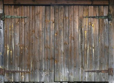 Gri ahşap çift kapı, eski garaj kapısı, taupe tahtalar
