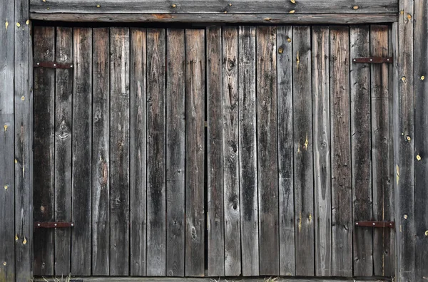 Porte double en bois gris, vieille porte de garage, panneaux taupe — Photo