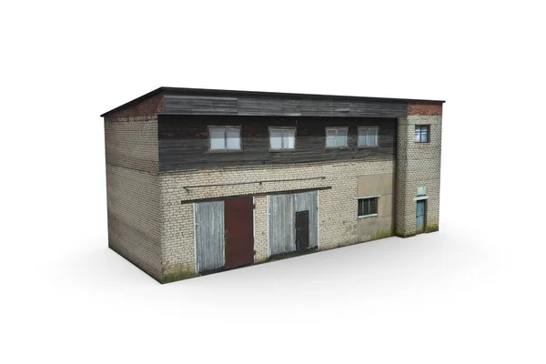 3D rendering van een oud geruïneerd gebouw op een witte achtergrond — Stockfoto