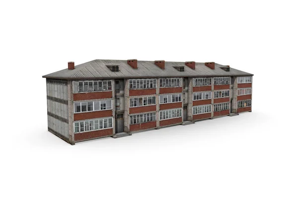 Representación 3D de un edificio residencial. Apartamento casa en un blanco —  Fotos de Stock