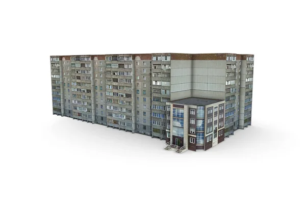 3D-rendering av ett bostadshus. Lägenhet hus på en vit — Stockfoto