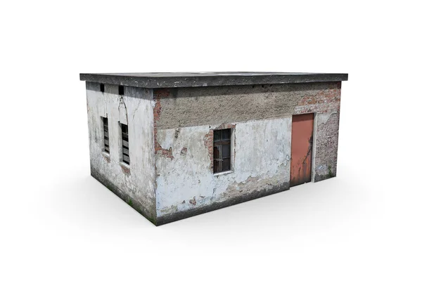 Cabine velha renderizar em um fundo branco. Renderização 3D — Fotografia de Stock