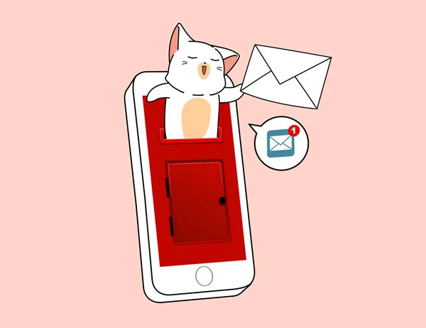 Sevimli kedi karakteri sana yeni bir posta geldiğini söylüyor.