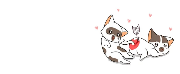 Banner Kawaii Cat Pierced Arrow — 스톡 벡터