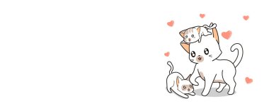 Cute cats and mini hearts background illustration