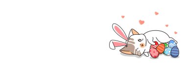 Kawaii tavşanı kedi ve yumurta