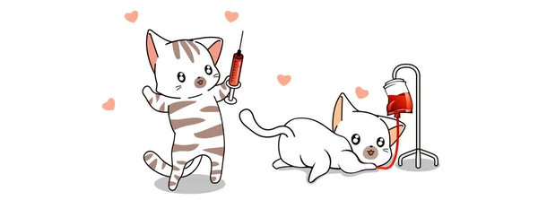 Kawaii Cats Health Day Illustration — Stok Vektör